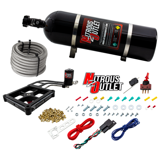 Nitrous Outlet 4500 Stinger 2 Dry System - Hard-line/.122 Nitrous Solenoid/Boomerang Solenoid Bracket - (50-500 HP)(15lb Bottle)