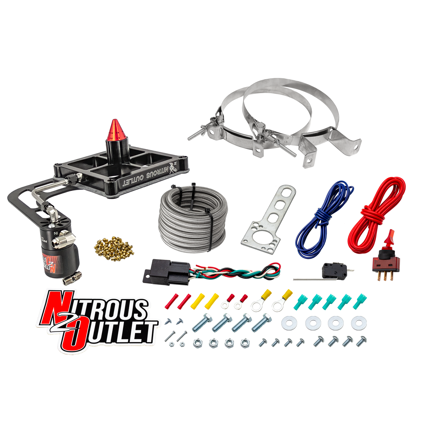 Nitrous Outlet 4500 Stinger 3 Dry System - Hard-line/.122 Nitrous Solenoid/Boomerang Solenoid Bracket - (50-500 HP)(No Bottle)