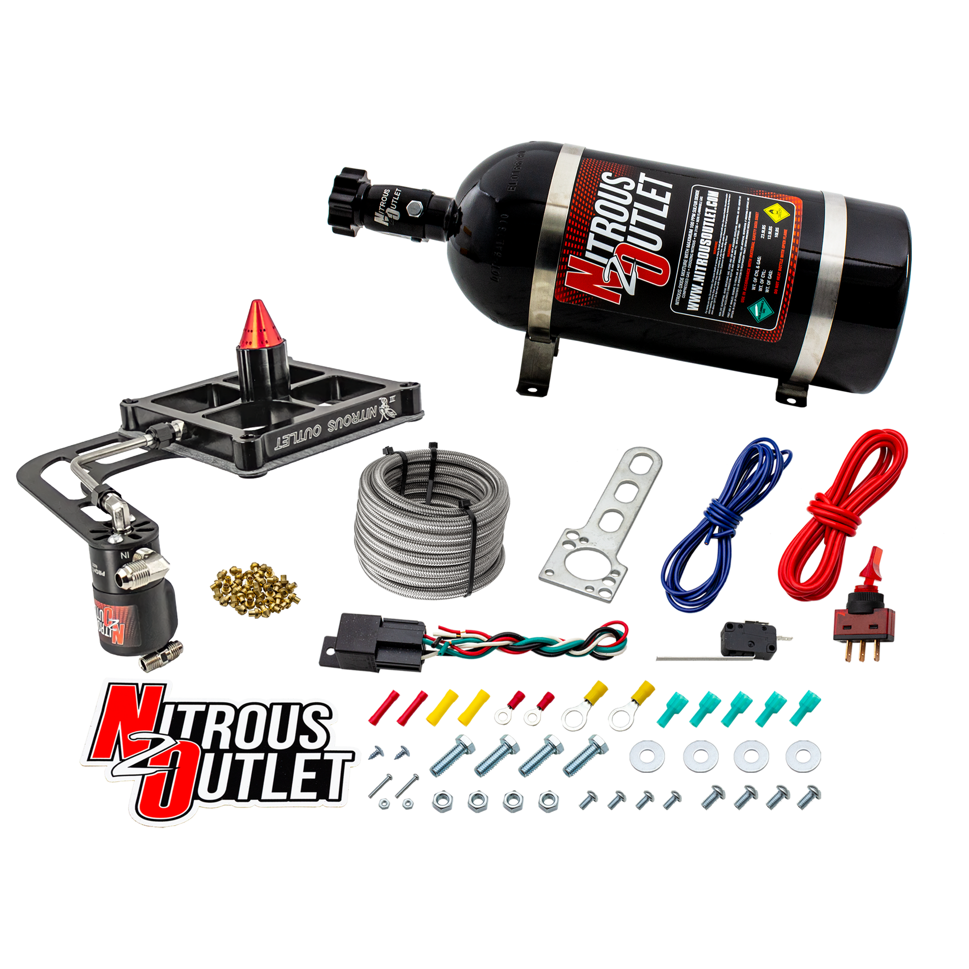 Nitrous Outlet 4500 Stinger 3 Dry System - Hard-line/.122 Nitrous Solenoid/Boomerang Solenoid Bracket - (50-500 HP)(10lb Bottle)