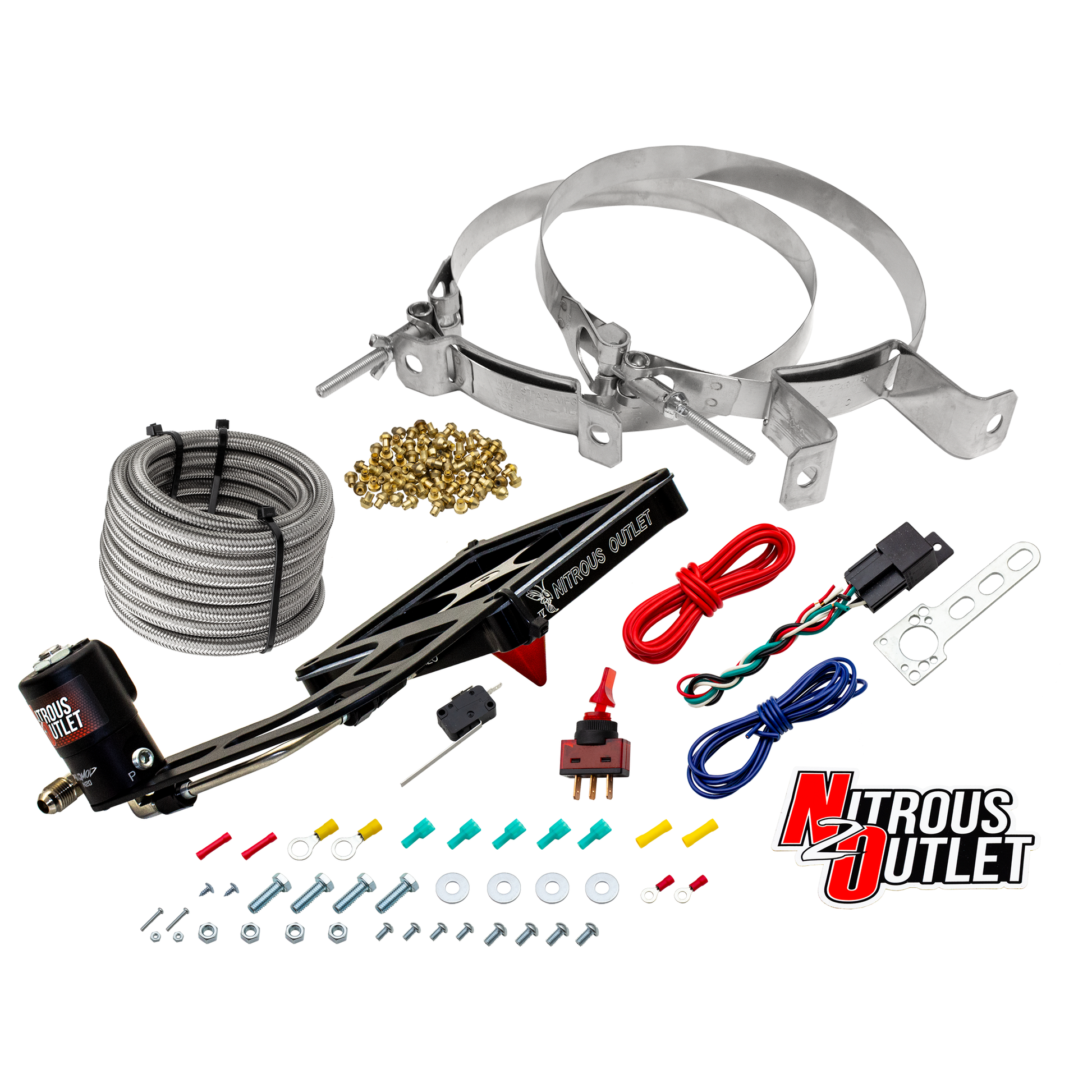 Nitrous Outlet 4500 Stinger 4 Dry System - Hard-line/.122 Nitrous Solenoid/Boomerang Solenoid Bracket - (50-500 HP)(No Bottle)