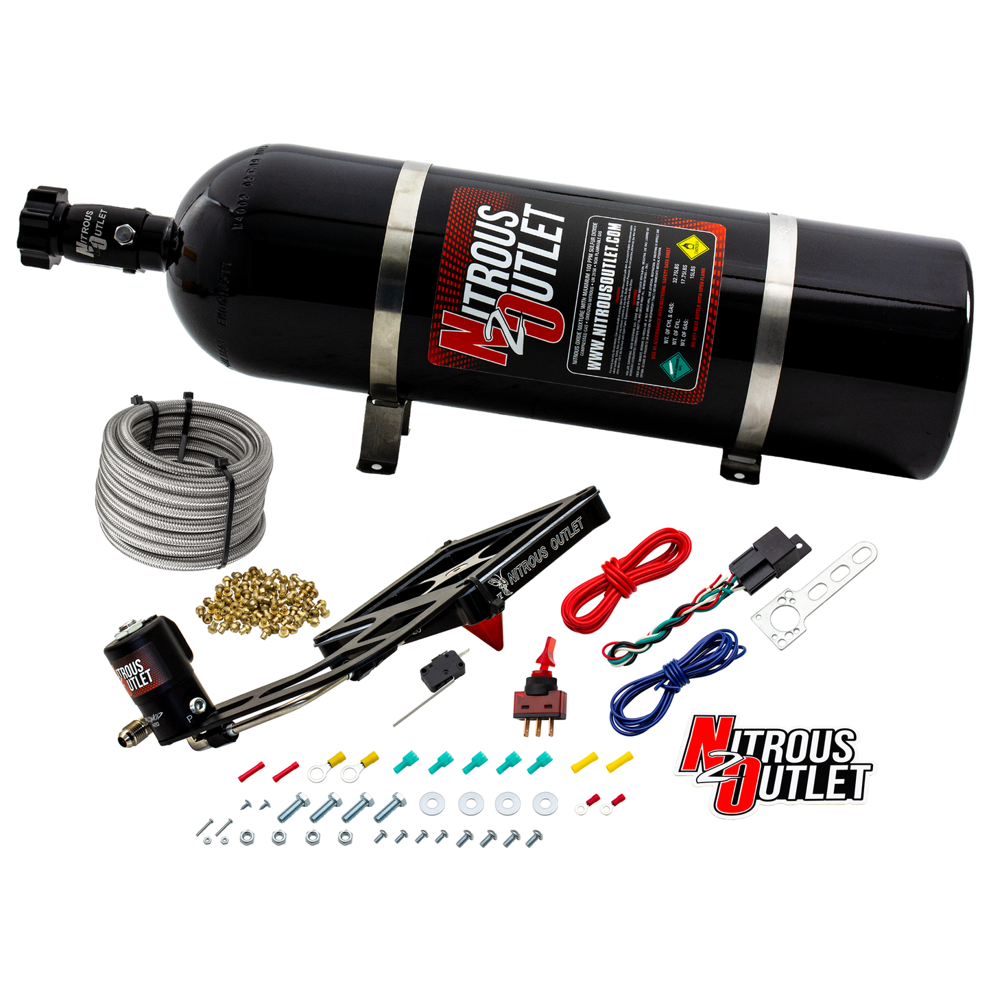 Nitrous Outlet 4500 Stinger 4 Dry System - Hard-line/.122 Nitrous Solenoid/Boomerang Solenoid Bracket - (50-500 HP)(15lb Bottle)