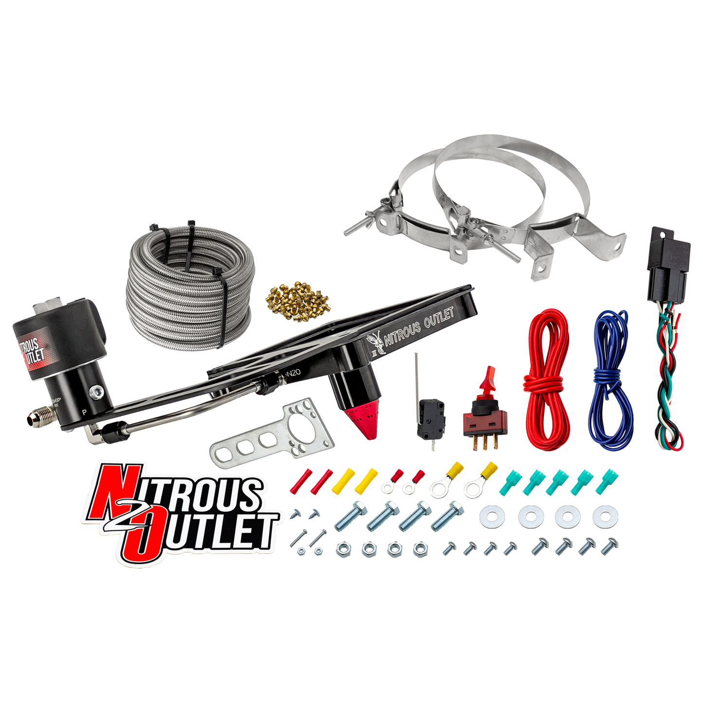 Nitrous Outlet 4500 Stinger 3 Dry Race System - Hard-line/.178 Trashcan Nitrous Solenoid/Boomerang Solenoid Bracket - (50-600 HP)(No Bottle)