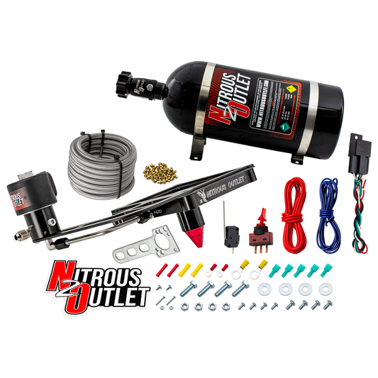 Nitrous Outlet 4500 Stinger 3 Dry Race System - Hard-line/.178 Trashcan Nitrous Solenoid/Boomerang Solenoid Bracket - (50-600 HP)(10lb Bottle)