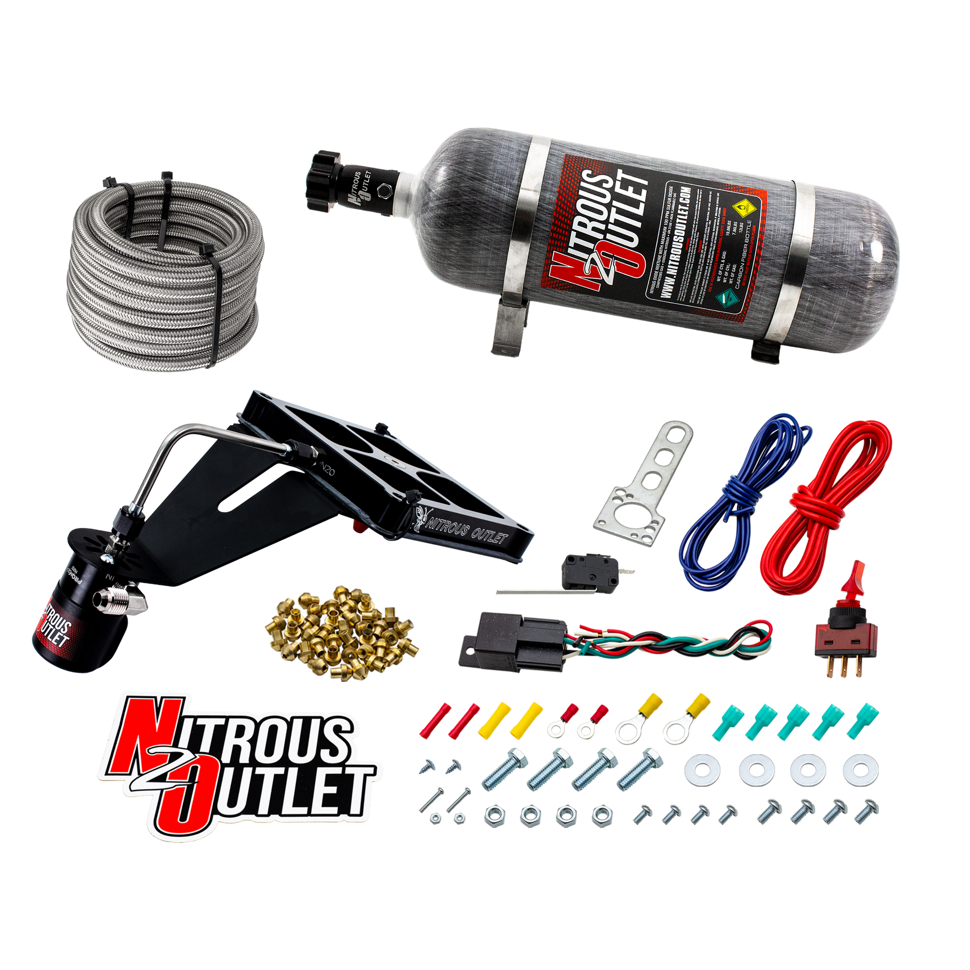 Nitrous Outlet 4500 Stinger 2 Dry System - Hard-line/.122 Nitrous Solenoid/Deep Break Solenoid Bracket/Solenoids Mount Upside Down - (50-500 HP)(12lb Bottle)