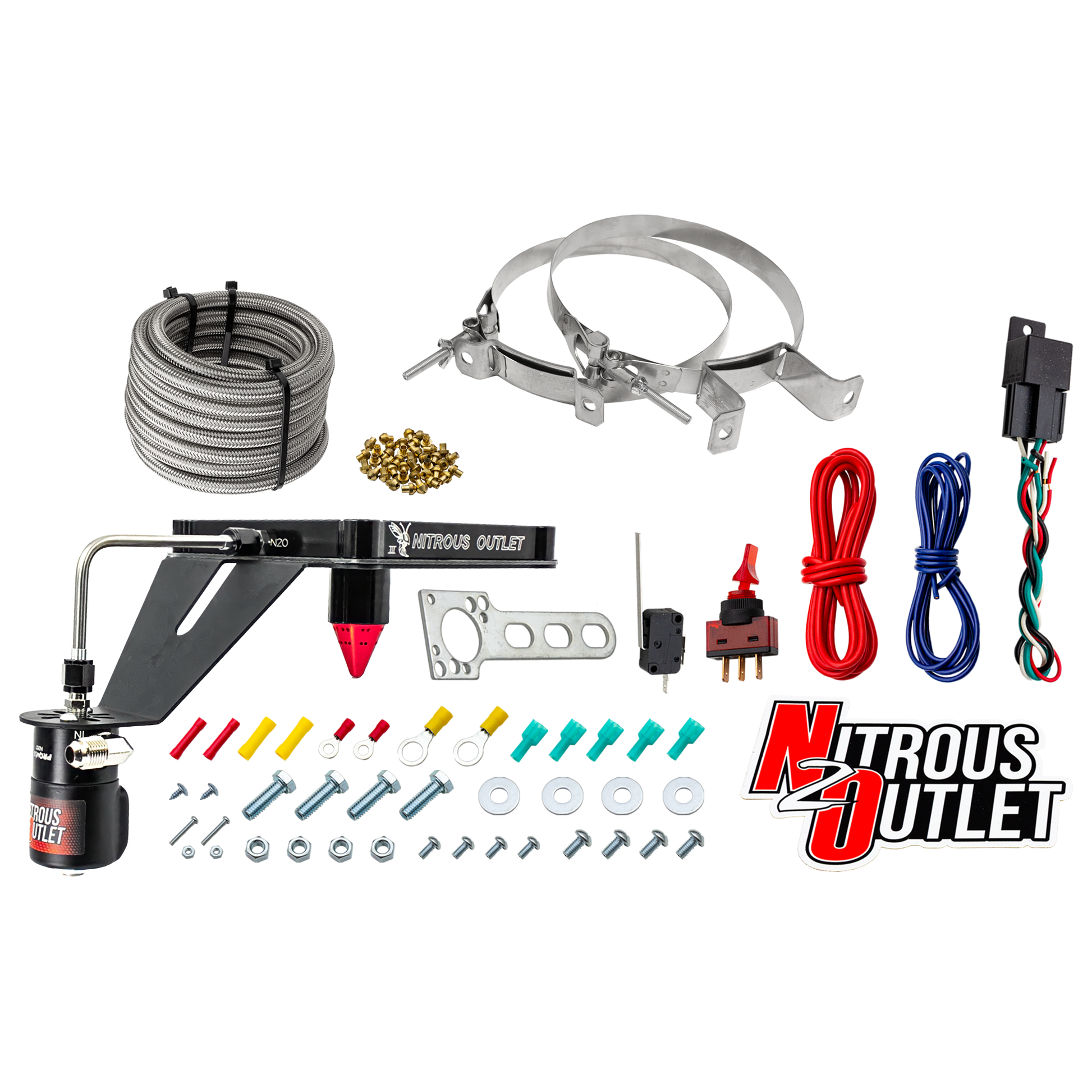 Nitrous Outlet 4500 Stinger 3 Dry System - Hard-line/.122 Nitrous Solenoid/Deep Break Solenoid Bracket/Solenoids Mount Upside Down - (50-500 HP)(No Bottle)