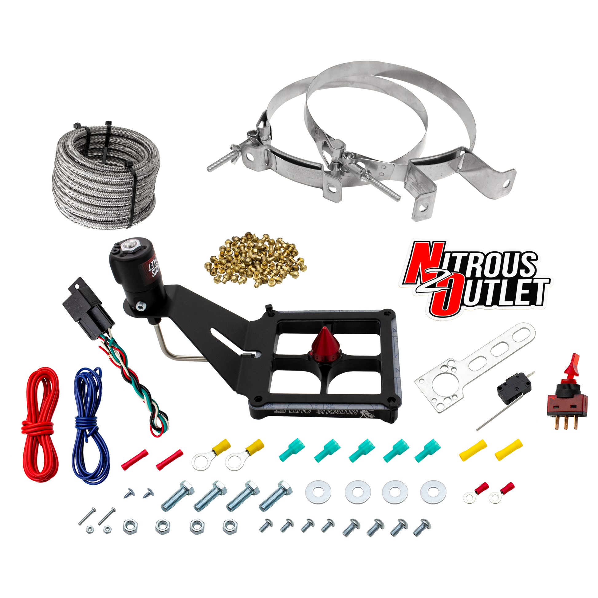 Nitrous Outlet 4500 Stinger 4 Dry System - Hard-line/.122 Nitrous Solenoid/Deep Break Solenoid Bracket/Solenoids Mount Upside Down - (50-500 HP)(No Bottle)