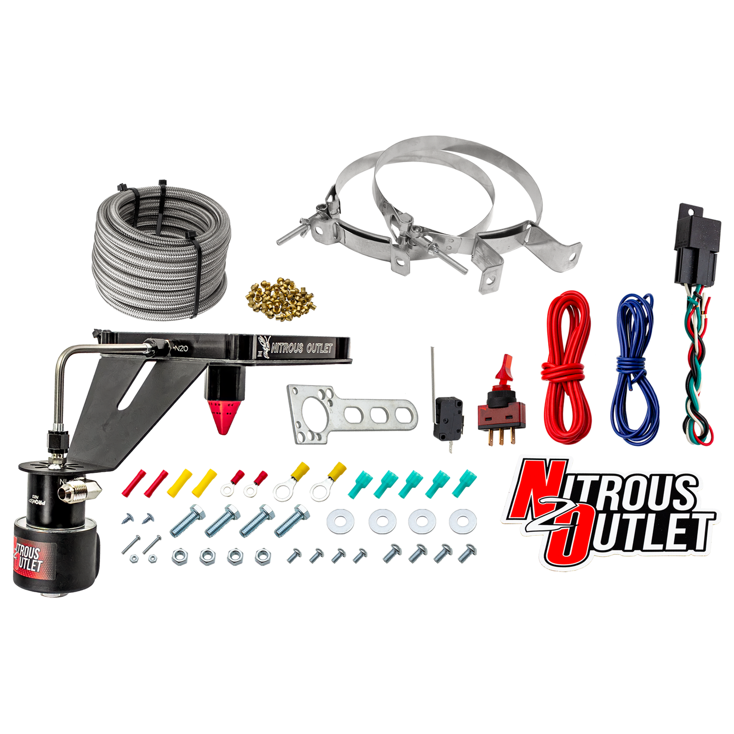 Nitrous Outlet 4500 Stinger 3 Dry Race System - Hard-line/.178 Trashcan Solenoid Nitrous Solenoid/Deep Break Solenoid Bracket/Solenoids Mount Upside Down - (50-600 HP)(No Bottle)