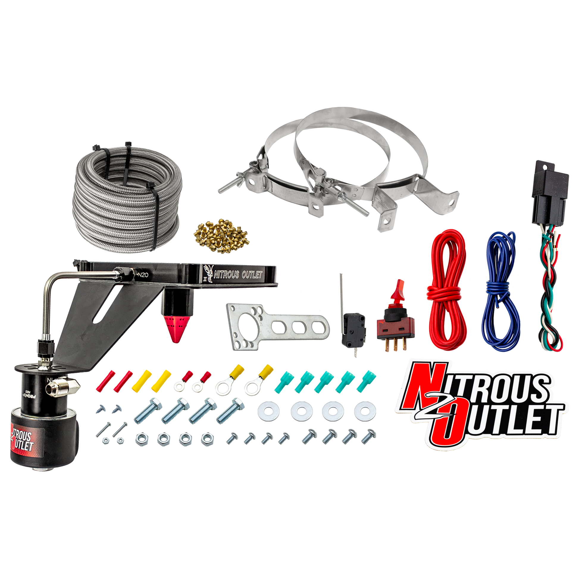 Nitrous Outlet 4500 Stinger 3 Dry Race System - Hard-line/.178 Trashcan Solenoid Nitrous Solenoid/Deep Break Solenoid Bracket/Solenoids Mount Upside Down - (50-600 HP)(No Bottle)