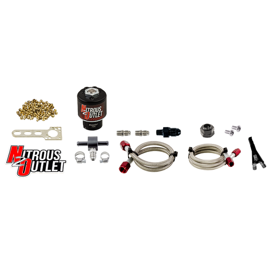 Nitrous Outlet Dry to Wet Conversion Kit - Braided Hoses/.177 Fuel Solenoid/1/8" NPT Nozzle/Universal Solenoid Bracket (Gas/E85)(35-200HP)