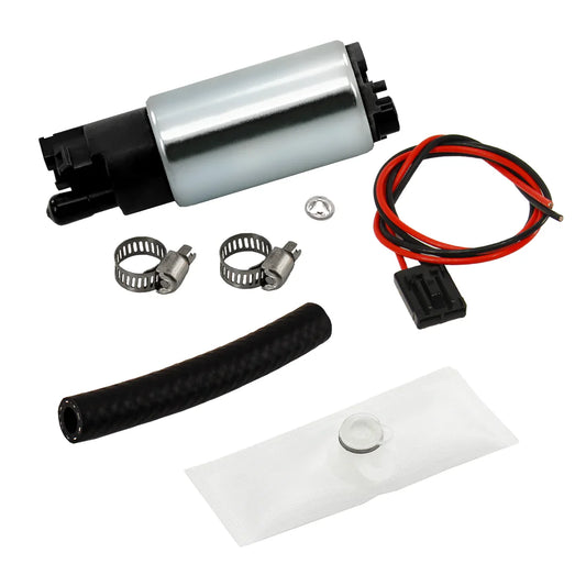 Nitrous Outlet Dedicated Fuel Pump Kit - 265lph @ 45psi fuel pump, 18" long harness,  Filter sock, 1 ft of submersible hose, and two 5/16" crimp hose connects