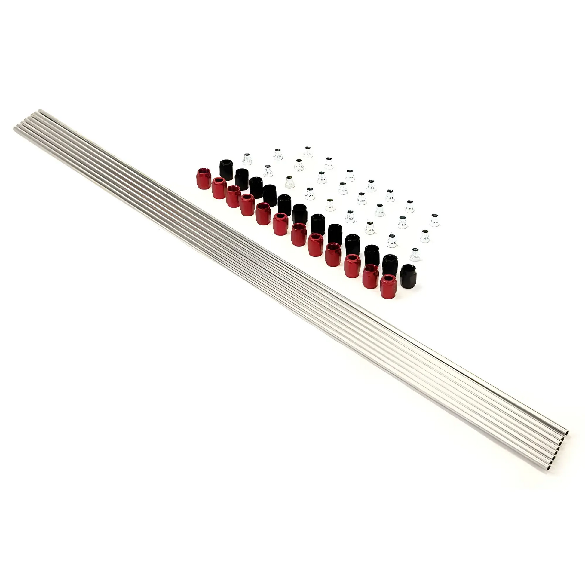 Nitrous Outlet 6 Cylinder Direct Port Plumbing Kit - Eight 2' Hard-line Sticks/Twelve Red B-Nuts/Twelve Black B-Nuts/Twenty Four Sleeves