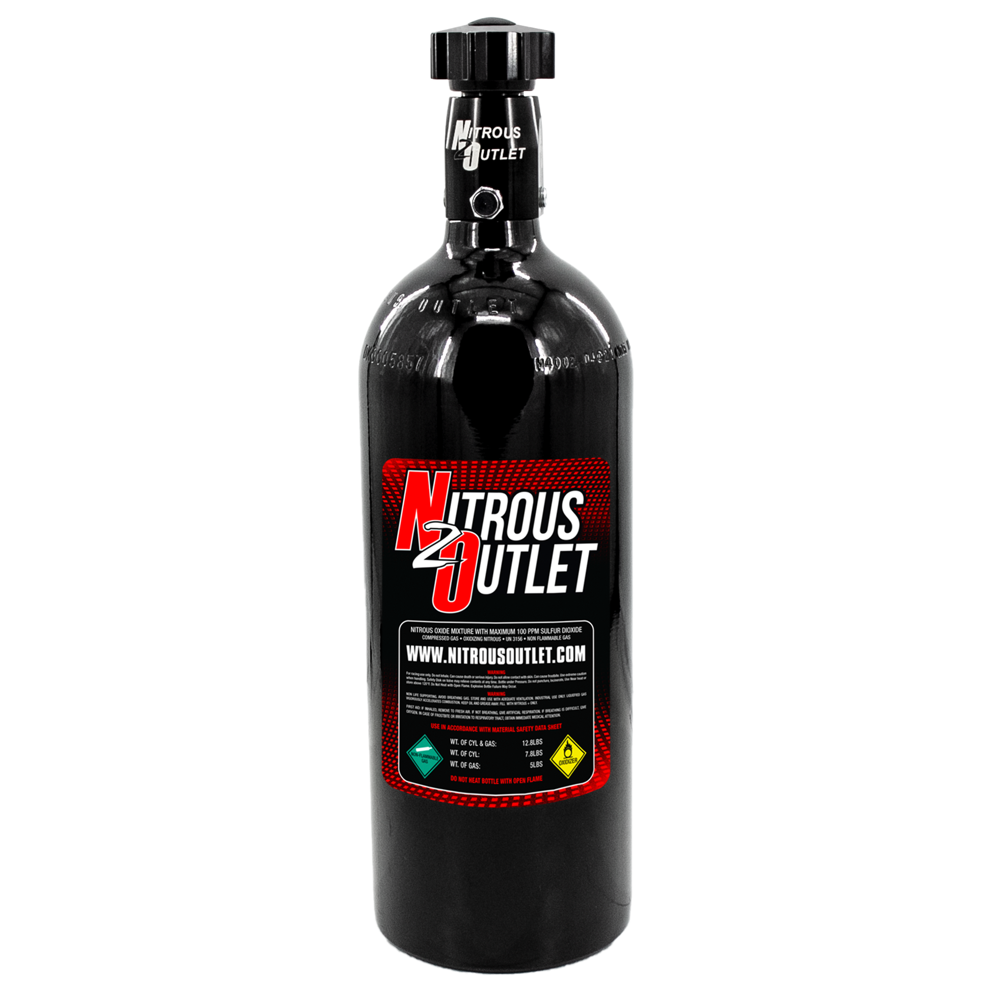 Nitrous Outlet 5lb Nitrous Bottle - .508 ID Billet Valve