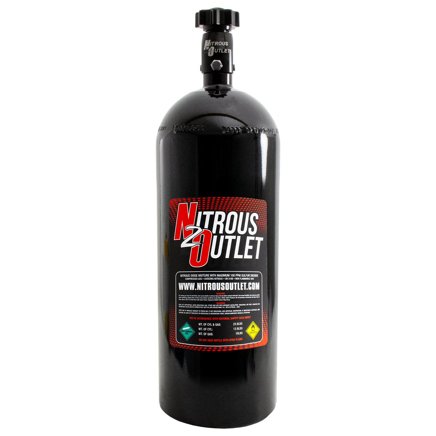 Nitrous Outlet 10lb Nitrous Bottle - .508 ID Billet Valve