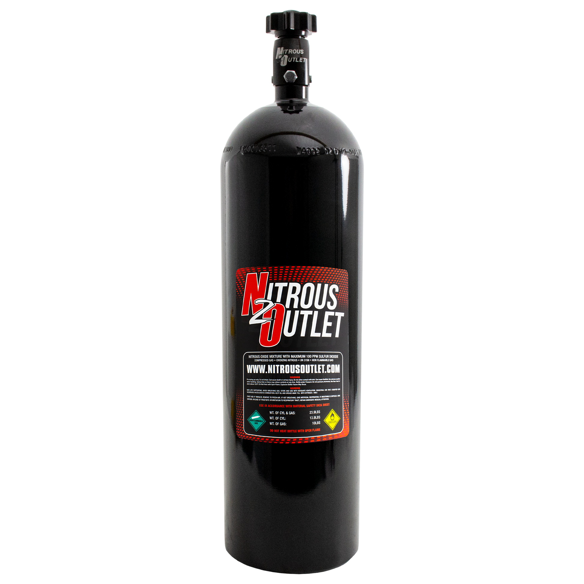 Nitrous Outlet 15lb Nitrous Bottle - .508 ID Billet Valve