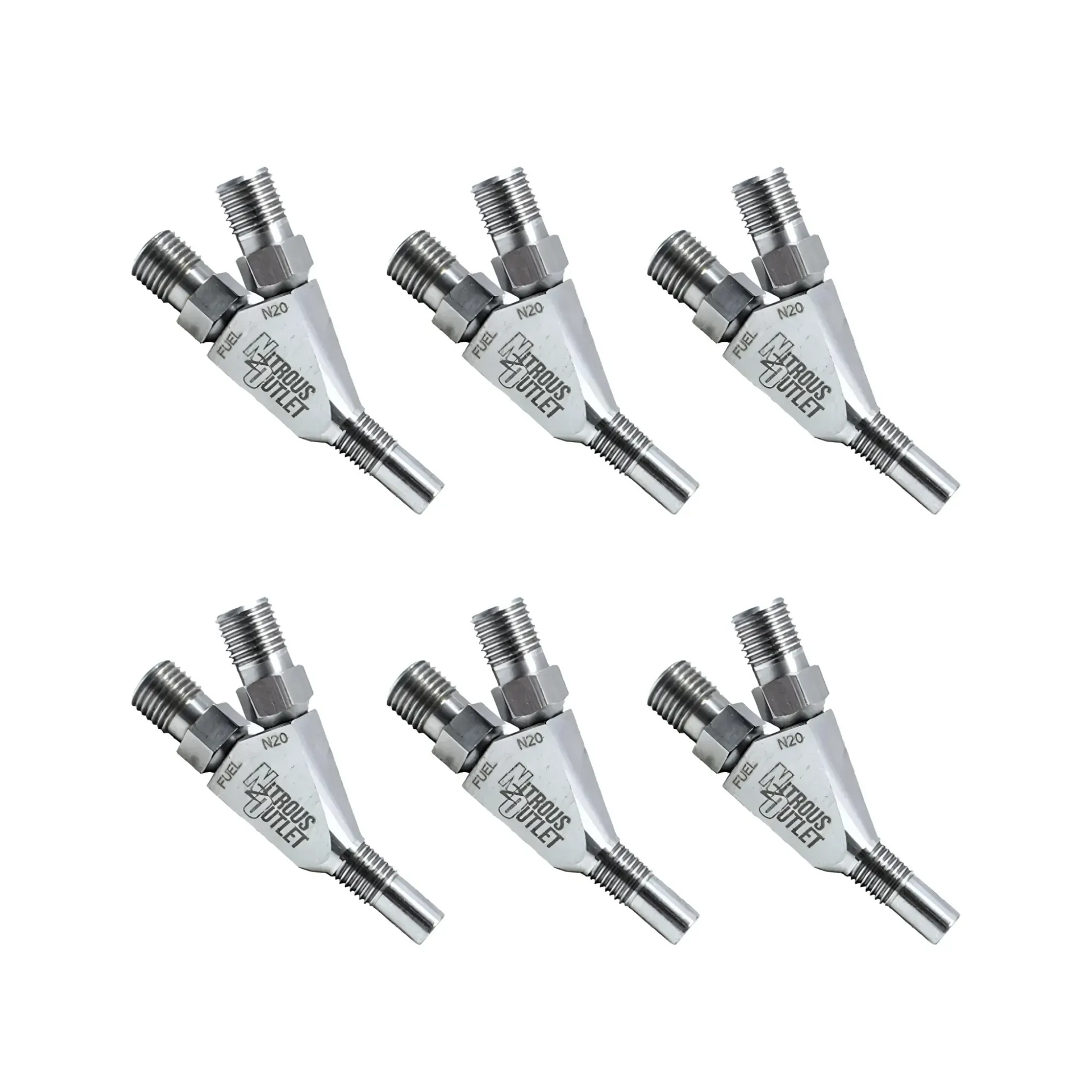 Nitrous Outlet Vortex Ti 1/16" NPT Dry Dual Stage Nozzle - 6 Pack/Straight Annular Discharge/Titanium