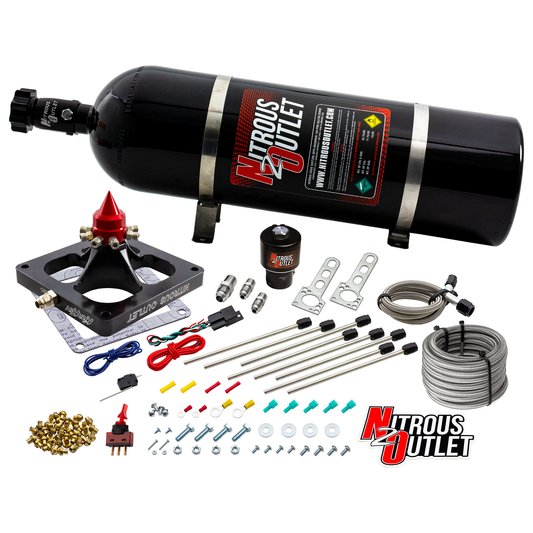 Nitrous Outlet 4500 Dry Kraken Plate System - Braided Hose/.178 MOD Trashcan Nitrous Solenoid/Universal Solenoid Bracket (100-800hp)(15lb Bottle)