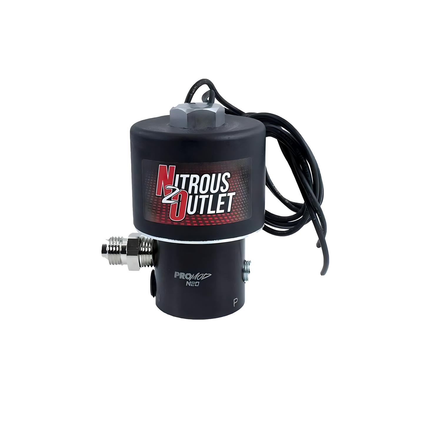 Nitrous Outlet Kraken .178 MOD "Trashcan" Nitrous Solenoid - Aluminum Base/Raised Inlet/6AN Inlet/Outlet Fittings (18 Amp Draw)