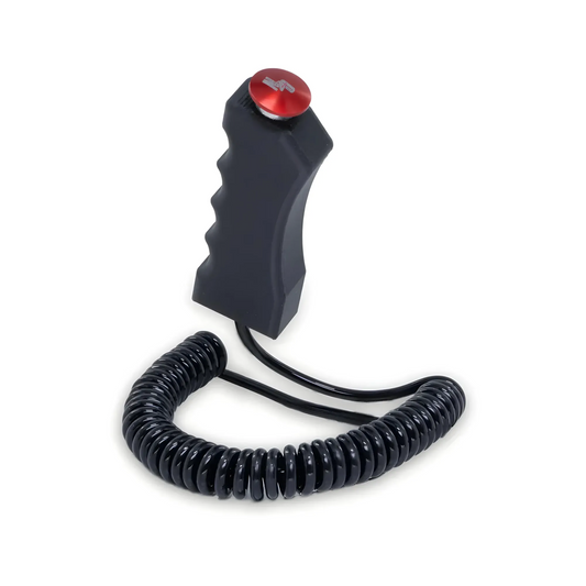 Nitrous Outlet Quick Fire Pistol Grip Logo Momentary Mushroom Cap Push Button with Spiral Stretch Cord