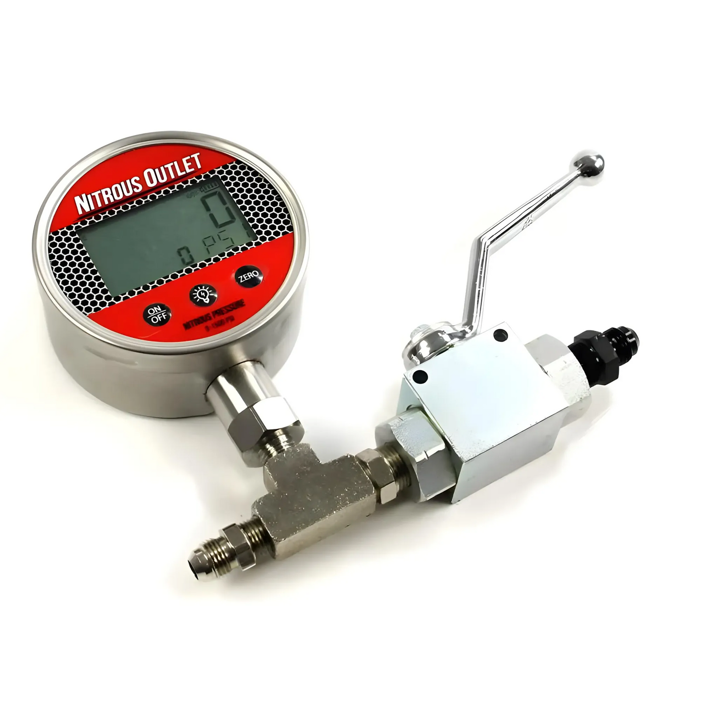Nitrous Outlet Digital Inline Nitrous Pressure Gauge - 4AN Shut Off Valve
