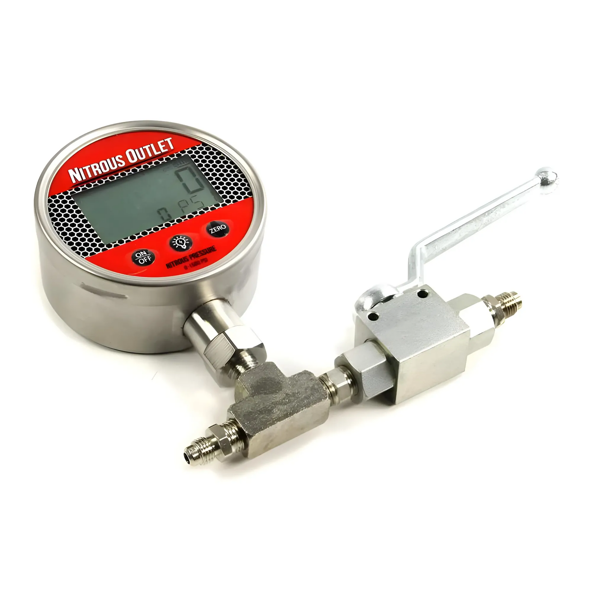 Nitrous Outlet Digital Inline Nitrous Pressure Gauge - 6AN Shut Off Valve