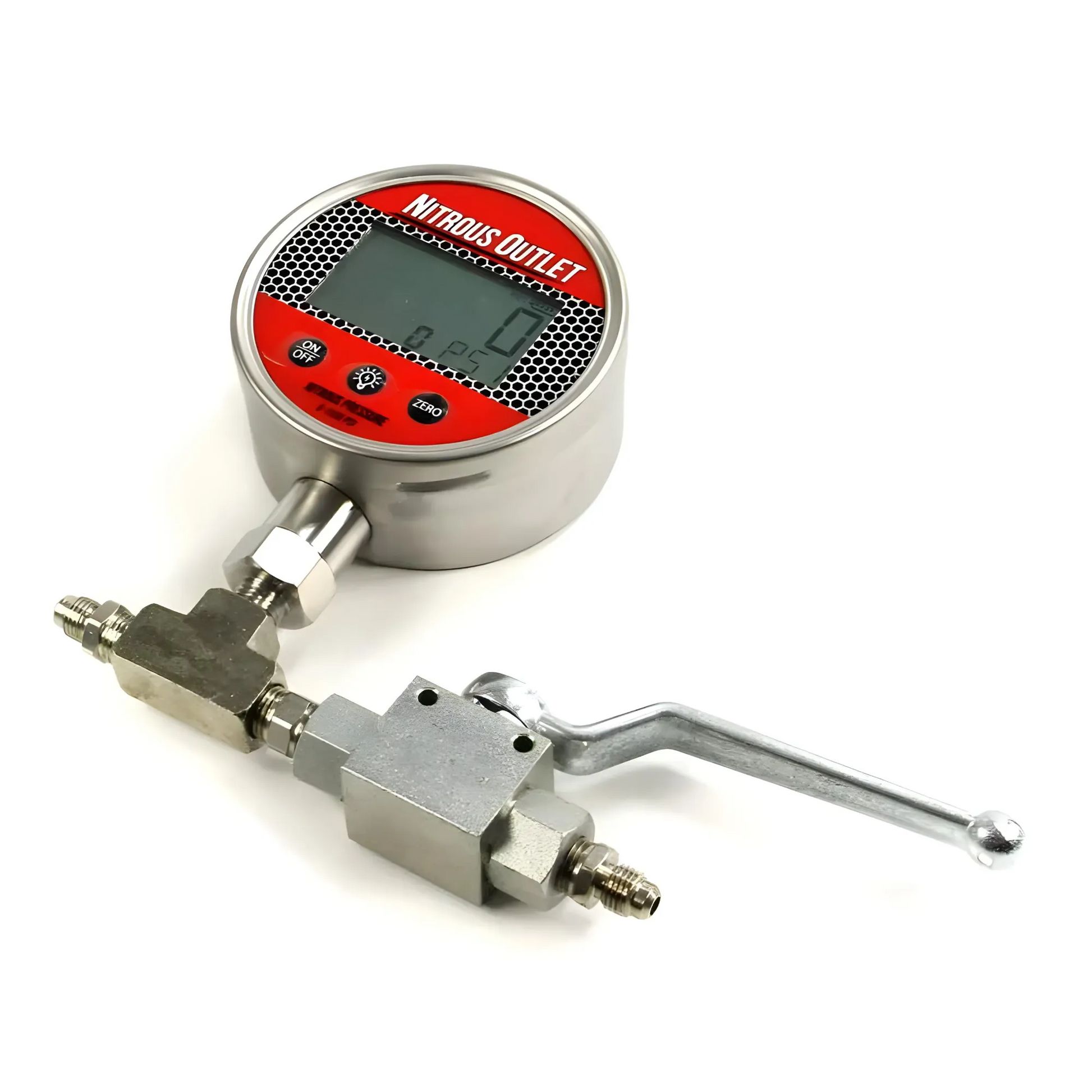 Nitrous Outlet Digital Inline Nitrous Pressure Gauge - 8AN Shut Off Valve