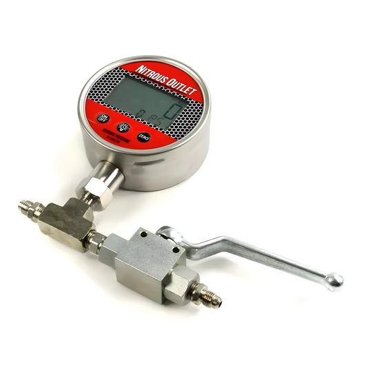 Nitrous Outlet Digital Inline Nitrous Pressure Gauge - 8AN Shut Off Valve