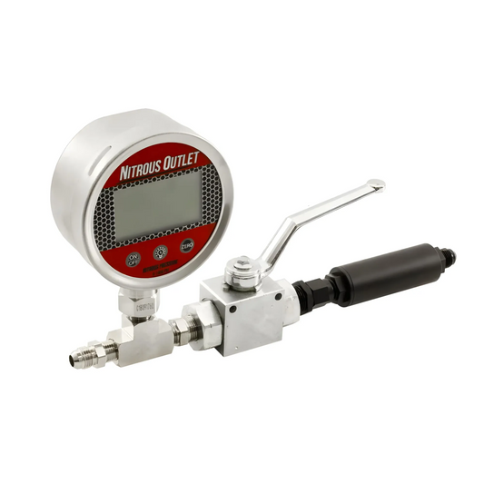 Nitrous Outlet Digital Inline Nitrous Pressure Gauge - 4AN Shut Off Valve/Nitrous Filter