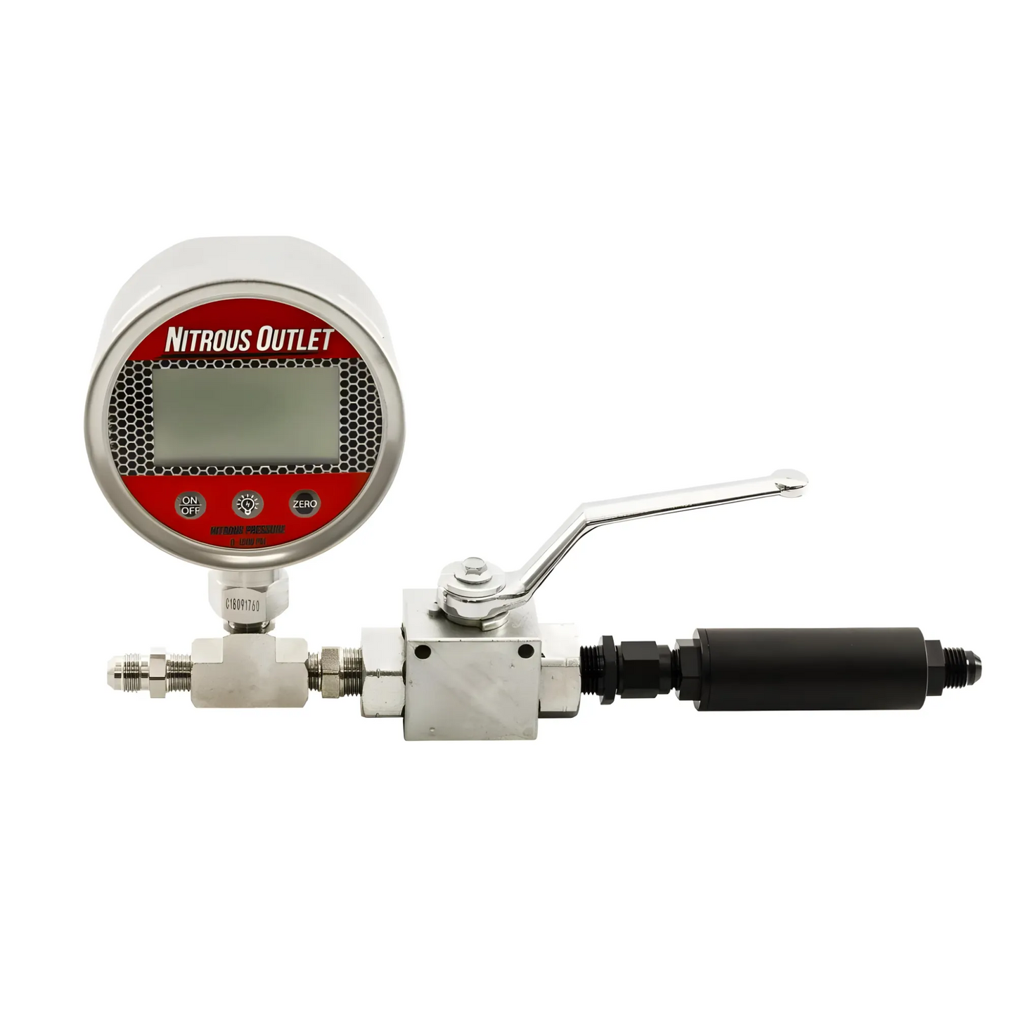 Nitrous Outlet Digital Inline Nitrous Pressure Gauge - 6AN Shut Off Valve/Nitrous Filter