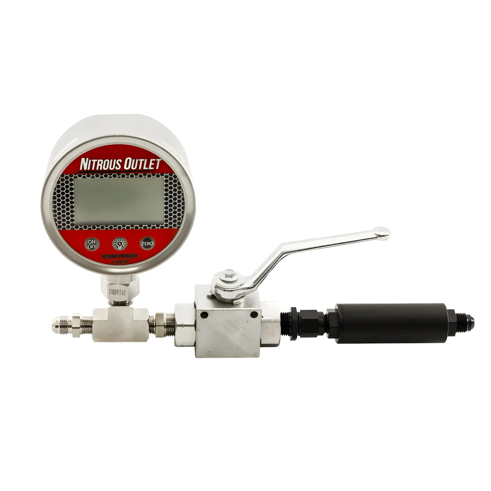 Nitrous Outlet Digital Inline Nitrous Pressure Gauge - 6AN Shut Off Valve/Nitrous Filter