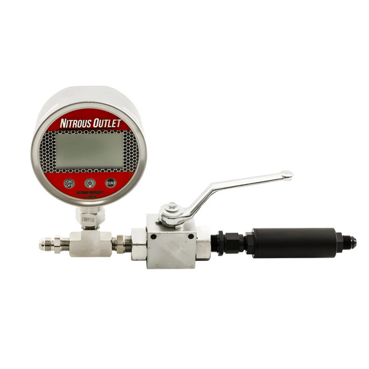 Nitrous Outlet Digital Inline Nitrous Pressure Gauge - 6AN Shut Off Valve/Nitrous Filter
