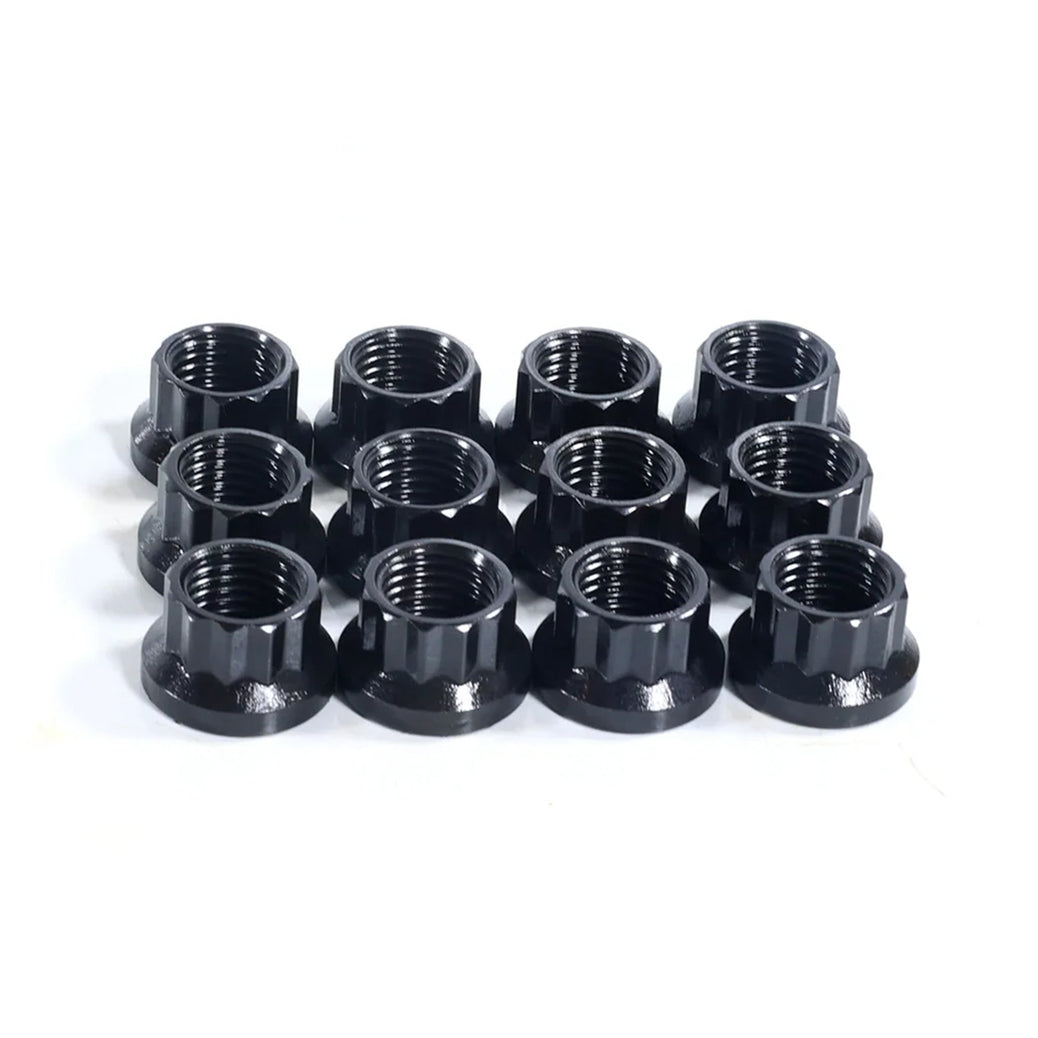 Nuts – N1402 12 Point Nuts 7/16"-20, 0.6 in. flange, Socket Size 1/2" x 12 pcs