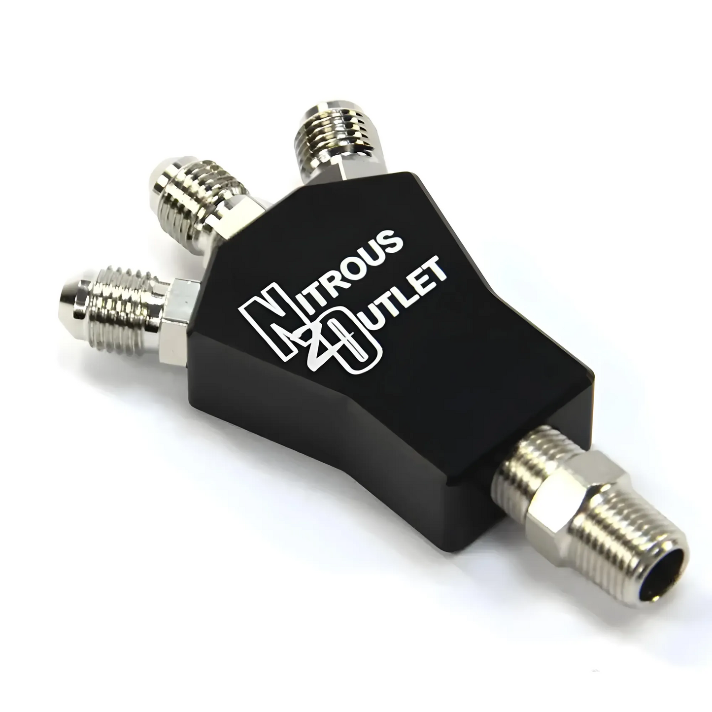 Nitrous Outlet Powersports 1 In 3 Out Distribution Block w/Fittings (1/8" NPT Male Inlet, 3AN Male Outlets)