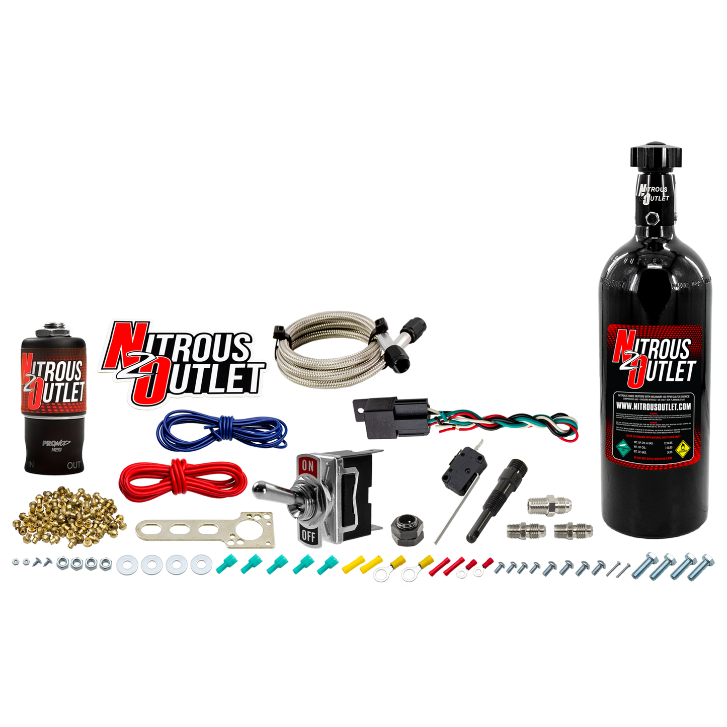 Nitrous Outlet Powersports EFI Single Cylinder Dry Nozzle System (Aluminum 90 Degree Nozzle)(10,15,20,25,30 HP)(5LB Bottle)
