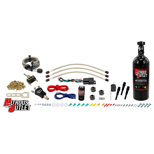 Nitrous Outlet Powersports EFI Three Cylinder Dry Nozzle System (Aluminum 90 Degree Nozzle)(20,30,40,50,60 HP)(5LB Bottle)