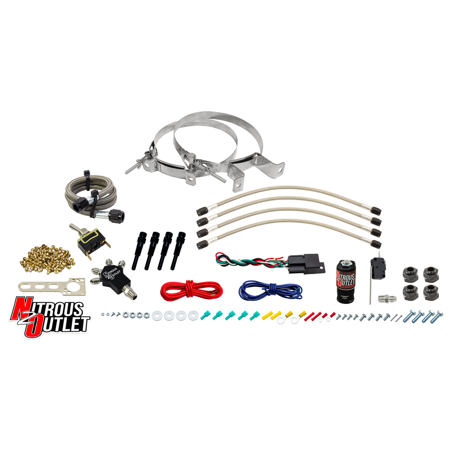 Nitrous Outlet Powersports EFI Four Cylinder Dry Nozzle System (Aluminum 90 Degree Nozzle)(40,60,80,100,125 HP)(No Bottle)