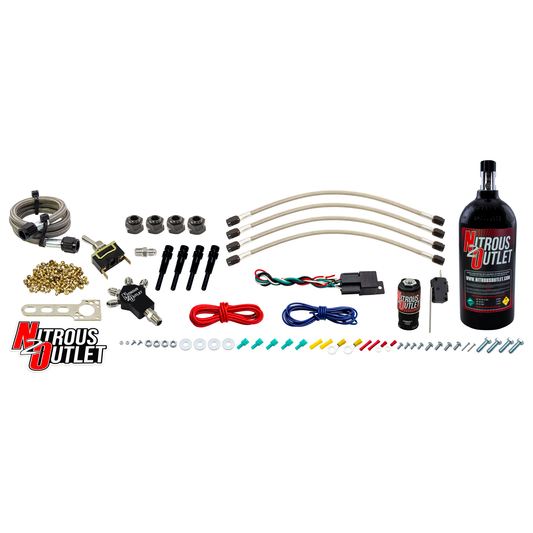 Nitrous Outlet Powersports EFI Four Cylinder Dry Nozzle System (Aluminum 90 Degree Nozzle)(40,60,80,100,125 HP)(2.5LB Bottle)