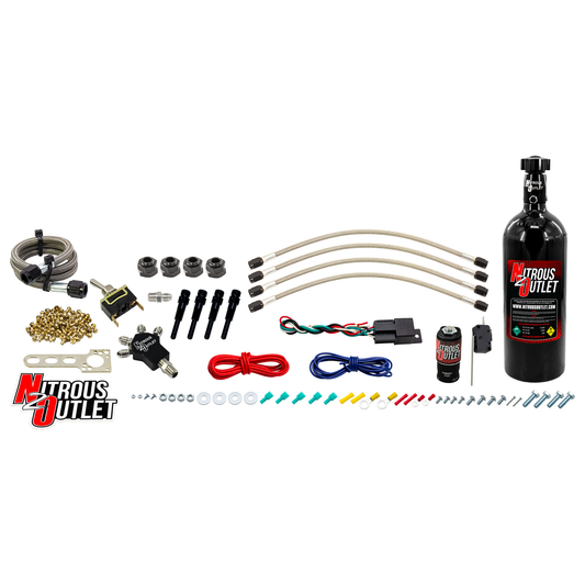 Nitrous Outlet Powersports EFI Four Cylinder Dry Nozzle System (Aluminum 90 Degree Nozzle)(40,60,80,100,125 HP)(5LB Bottle)