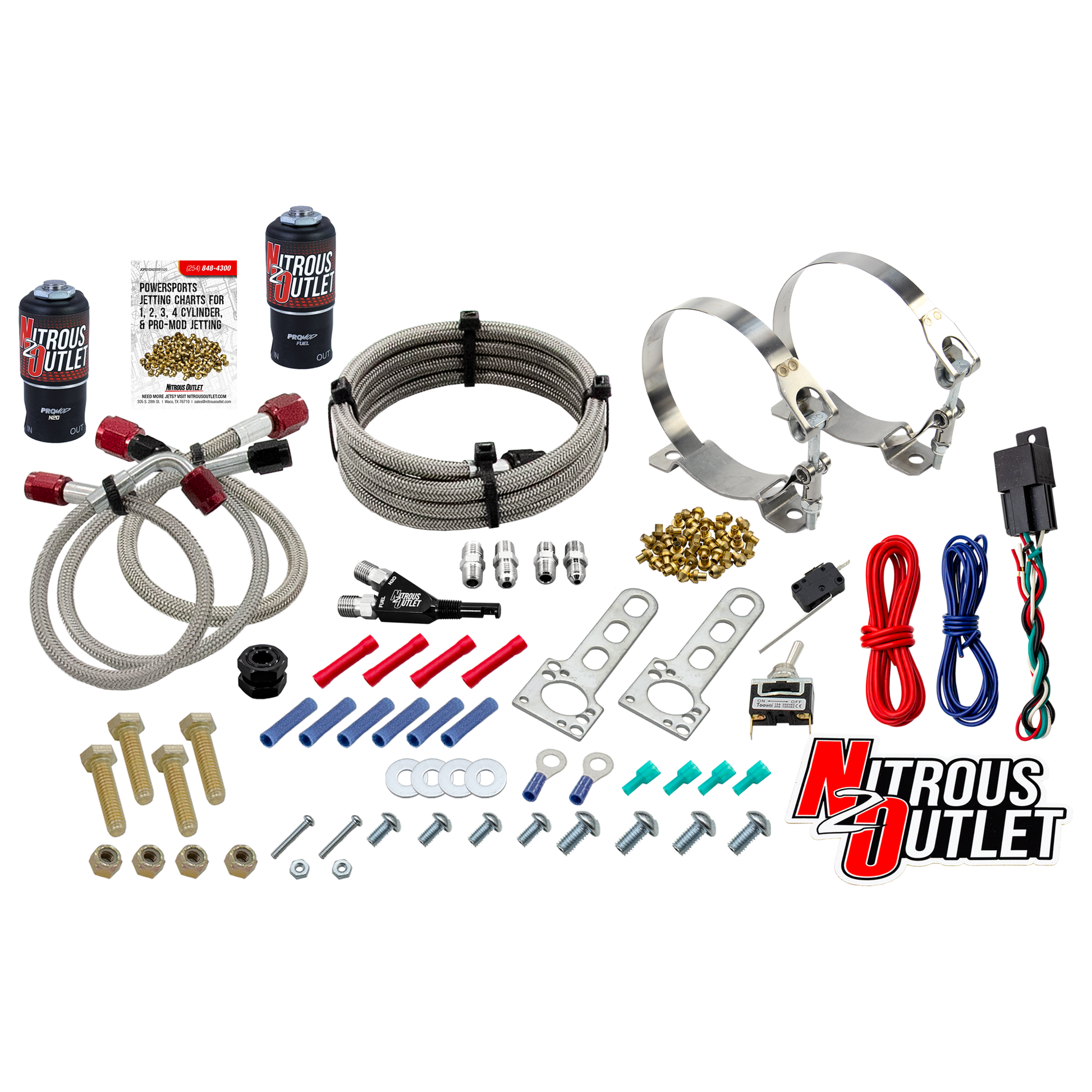 Nitrous Outlet Powersports SxS Single Cylinder Wet Nozzle System (Aluminum 90 Degree Nozzle)(Gas)(45-55 psi)(30,40,50 HP)(No Bottle)