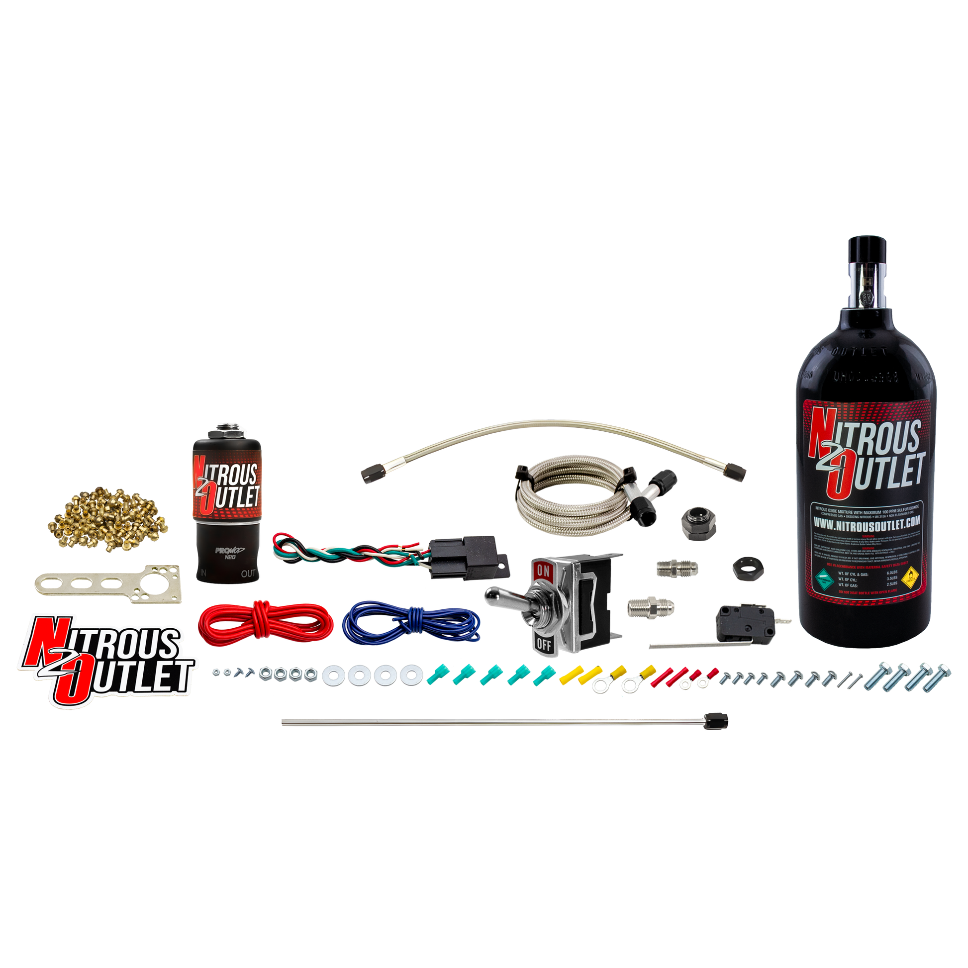 Nitrous Outlet Powersports Dry Single Discharge Hard-Line System (10,15,20,25,30 HP)(2.5lb Bottle)