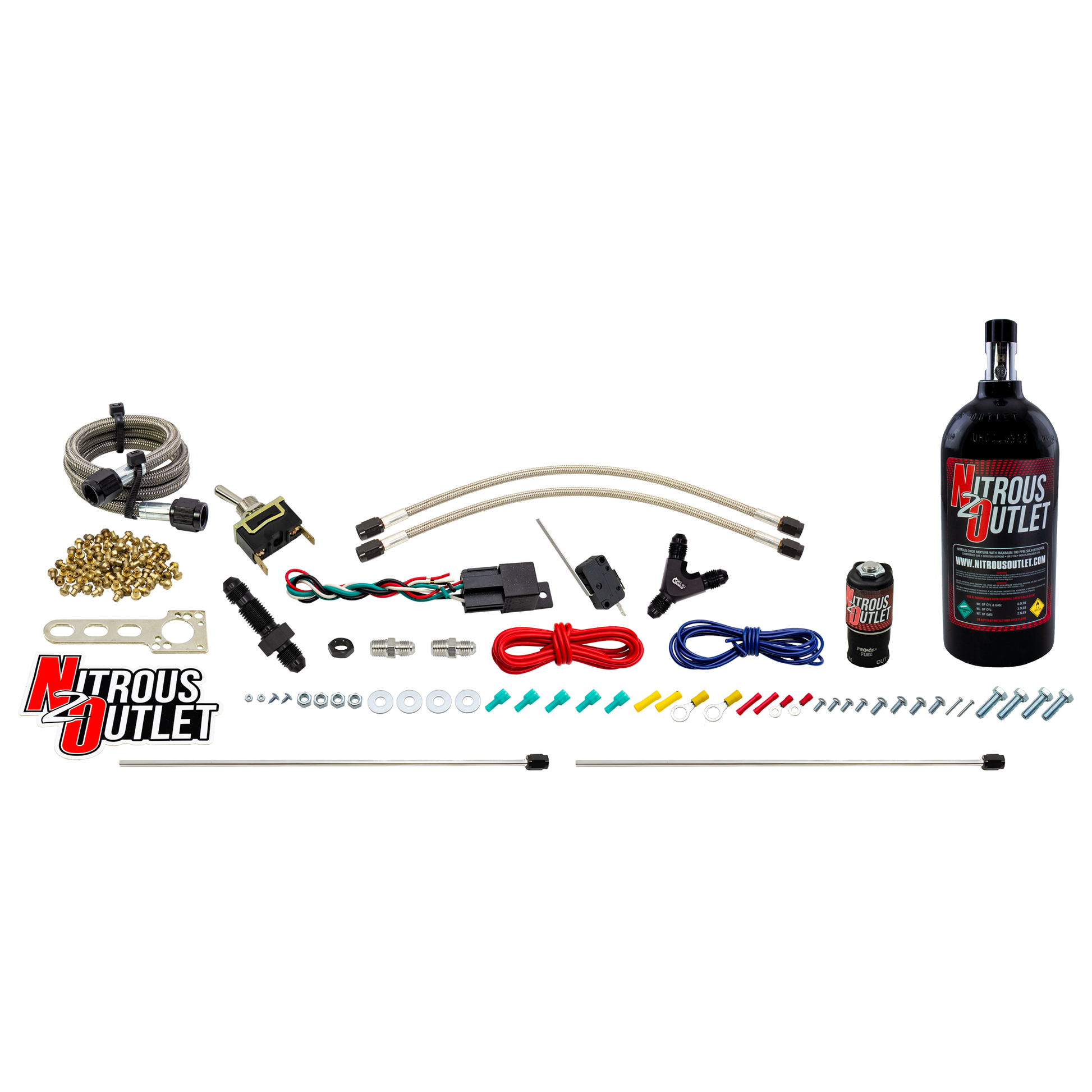 Nitrous Outlet Powersports Dry Twin Discharge Hard-Line System (20,30,40,50,60 HP)(2.5LB Bottle)