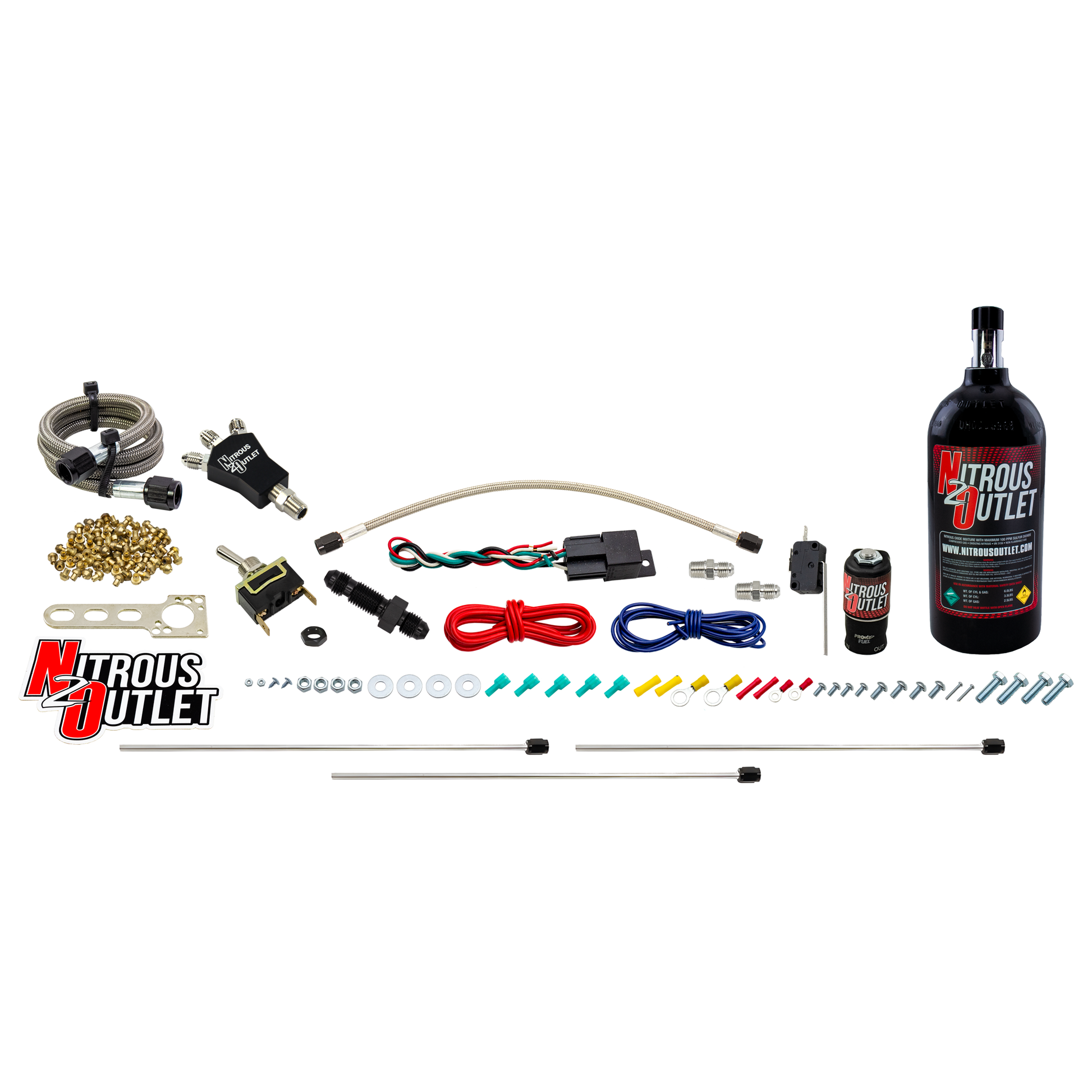 Nitrous Outlet Powersports Dry Triple Discharge Hard-Line System (30,45,60,75,90 HP)(5LB Bottle)