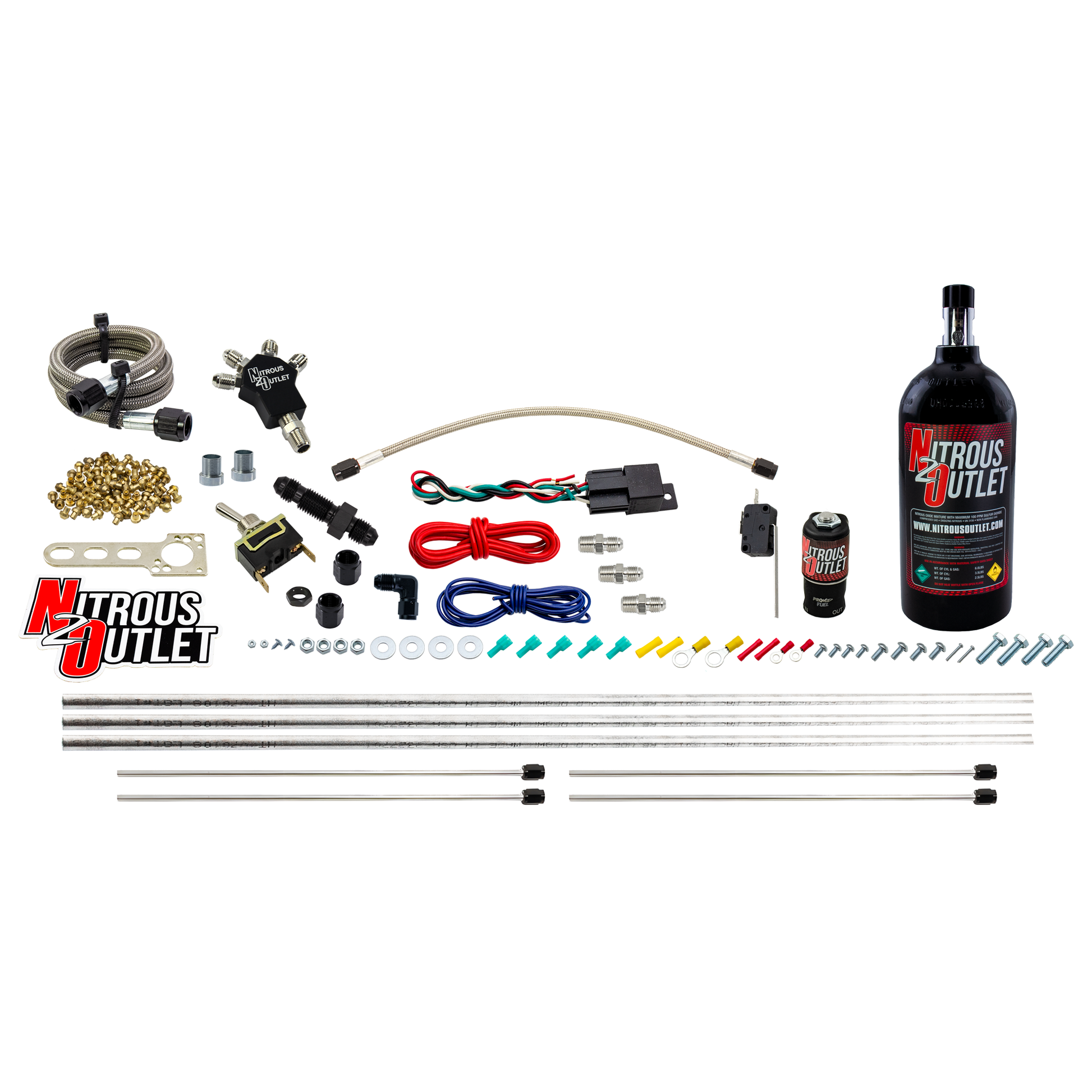 Nitrous Outlet Powersports Dry Quad Discharge Hardline System (40,60,80,100,120 HP)(2.5lb Bottle)