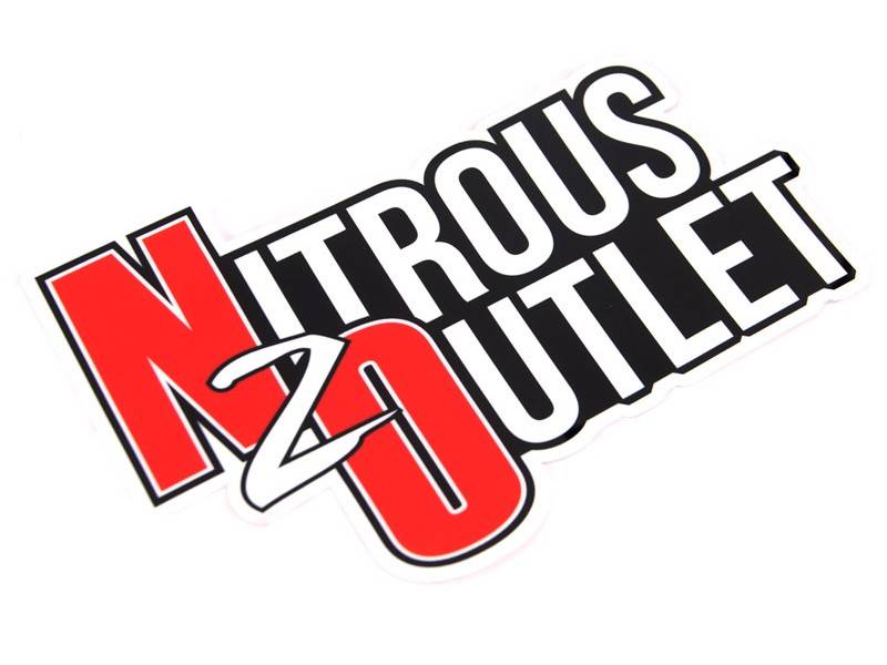 Nitrous Outlet Contour Cut Decal Window Sticker - 8.5" X 5.68" (Red N&O, White letters, Black Back Ground)