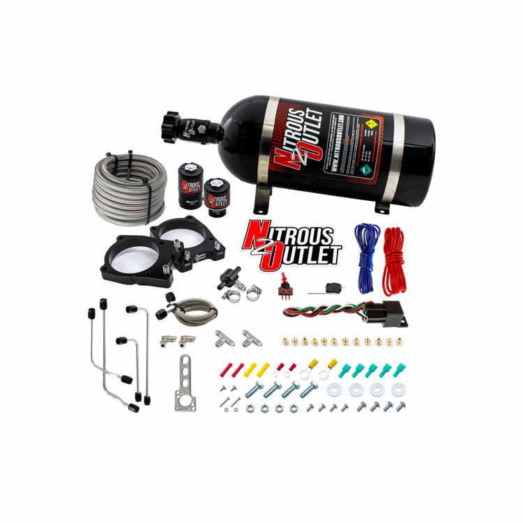Nitrous Outlet 2008-2019 Lamborghini Gallardo / Huracan, 2009-2015 Audi R8 Hard-Line Plate System - Gas/E85 (5-55psi)(70-200HP)(10lb Bottle)