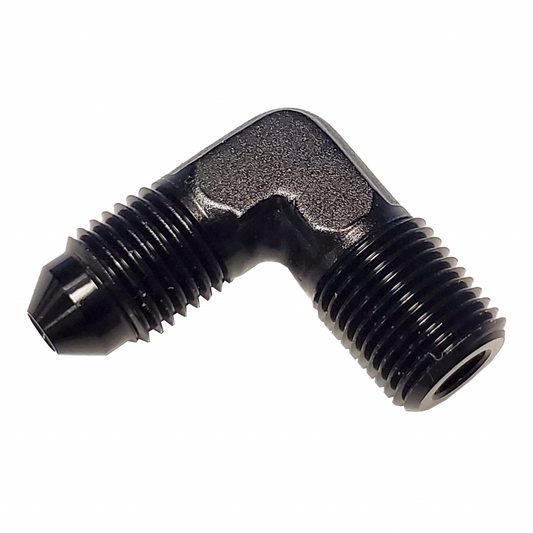 Nitrous Outlet 1/8" NPT x 3AN 90 Degree Fitting - Male/Male (BLACK)