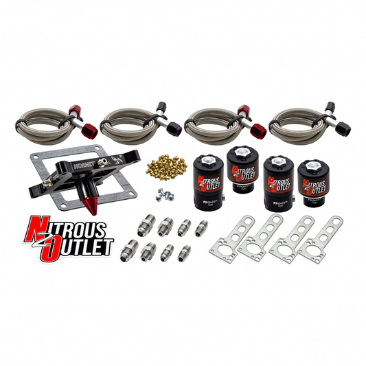 Nitrous Outlet 4500  Hornet 3 Dual Stage Solenoid Forward Conversion Kit - Two .122 Nitrous Solenoids/Two .177 Fuel Solenoids/Universal Solenoid Brackets - (Gas/E85)(5-55 psi)(50-500 HP Per Stage)