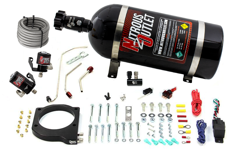Nitrous Outlet GM 102mm MSD LS1/LS2/LS6  Atomic AirForce Intake Hard-line Plate System - Factory Fuel Rails/2006-2019 Corvette Requires K-Tech Idler Pulley Kit - Gas/E85 (5-55psi)(50-200HP)(10lb Bottle)