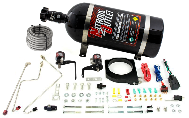 Nitrous Outlet GM 102mm Fast Intake Hard-line Plate System  - After Market Fuel Rails/ Fuel Hard-line Requires Fabrication/2006-2019 Corvette Requires K-Tech Idler Pulley Kit - Gas/E85 (5-55psi)(50-200HP)(10lb Bottle)